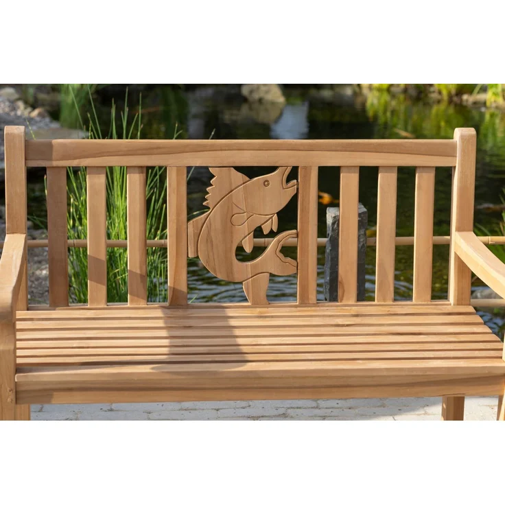 Teakholz Gartenbank Fisch 120 cm – Bild 8