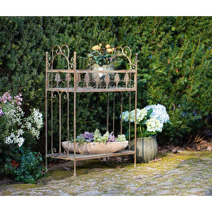 Regal "Antik" Gartenregal Allzweckregal Ablageregal Pflanzregal Metall Regal – Bild 2