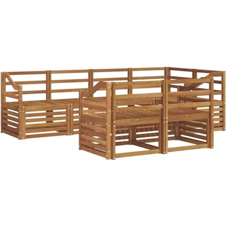 vidaXL Outdoor-Sofagarnitur 7 stk. 7-Sitzer Natur Massivholz Akazie 3384475 – Bild 1