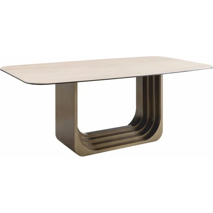 Casa Padrino Luxus Esstisch Beige / Bronze 200 cm - Hotel & Esszimmer Möbel
