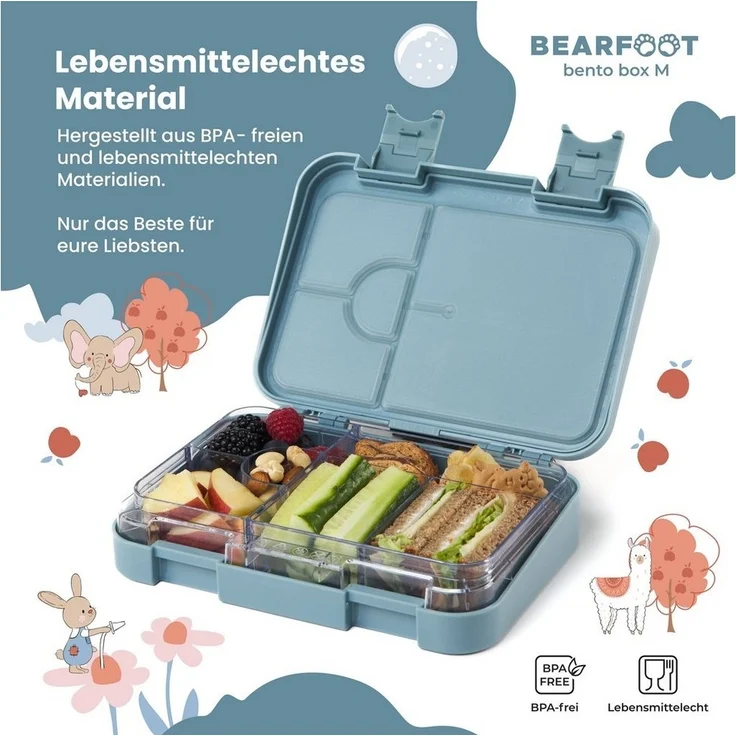 BEARFOOT Lunchbox Brotdose Kinder mit Fächern, Lunchbox, Bento box - Feuerwehr, handgezeichnete Designs, modular – Bild 3