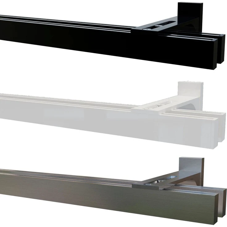 Garduna Gardinenstange 2-Lauf Hochkant System 14x34mm Innenlauf 6mm, kürzbar, variabel in Laufabstand, 6mm Laufkanal, schliche Eleganz – Bild 1