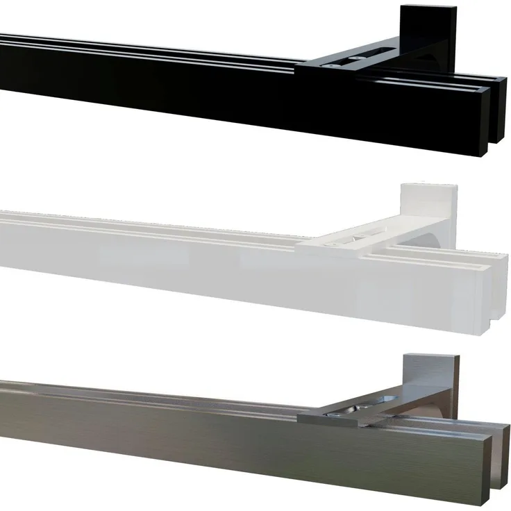 Garduna Gardinenstange 2-Lauf Hochkant System 14x34mm Innenlauf 6mm, kürzbar, variabel in Laufabstand, 6mm Laufkanal, schliche Eleganz