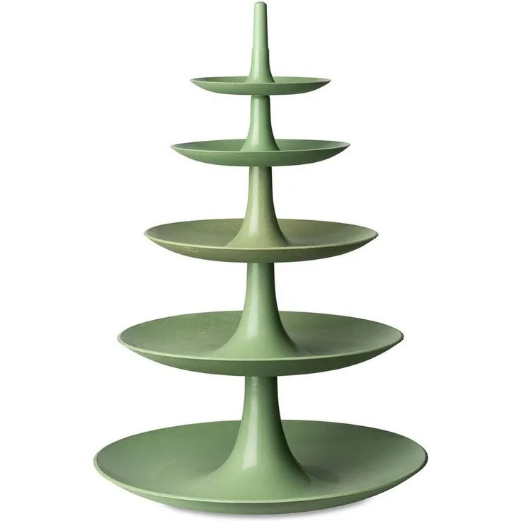 Koziol Etagere Babell Big, Servierständer, Kunststoff-Holz-Mix, Nature Leaf Green, 7185703