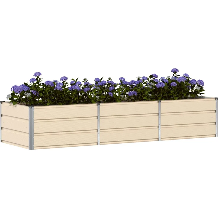 vidaXL Pflanzkübel Elfenbein 240 x 80 x 75 cm Stahl 42018091 – Bild 3