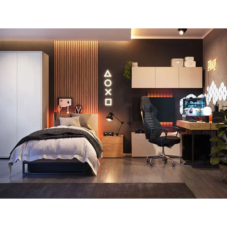 Jugendzimmer-set Teen Flex III, bestehend aus Kleiderschrank, Schreibtisch, Schreibtischaufsatz, Kommode, Hängeschrank, zwei Wandpaneele, Jugendbett, Nachttisch
