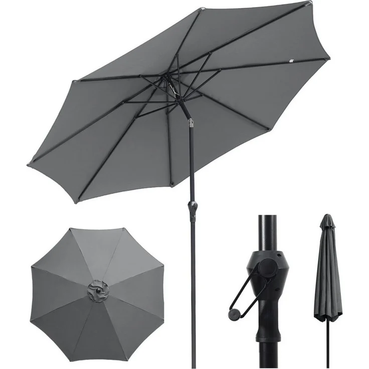 Sekey Sonnenschirm ø 200/270/300 cm Gartenschirm Rund, Marktschirm Knickbar, mit Kurbel, LxB: 300x300 cm, sonnenschirm 300cm, Neigungswinkel, für Balkon Garten, UV 50+ – Bild 1