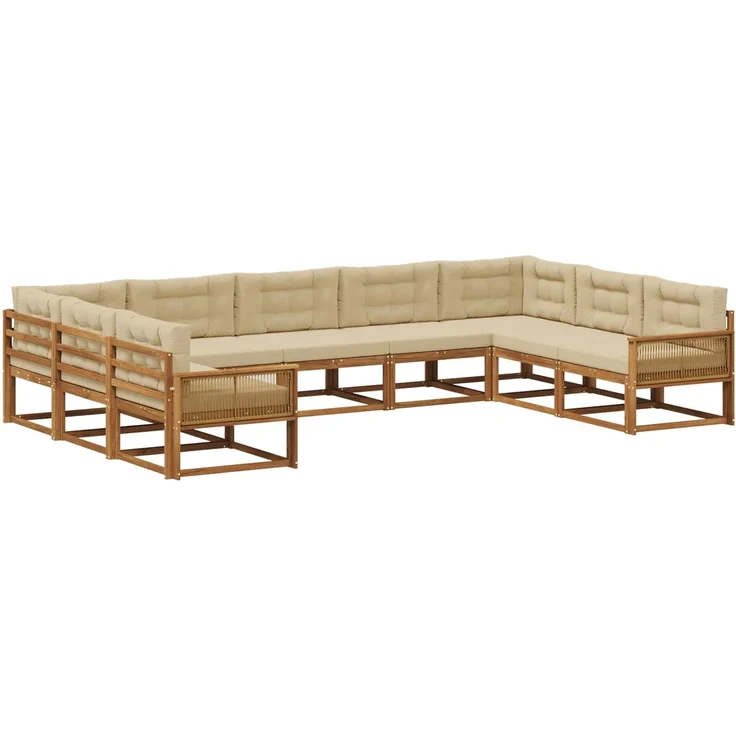 vidaXL Outdoor-Sofagarnitur 9 stk. 9-Sitzer Natur und Beige 3382891 – Bild 2