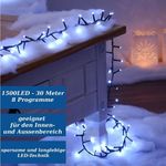 INtrenDU LED-Lichterkette Lichterkette 1500LED kaltweiß 30m, mit itegriertem Timer, Beleuchtungsprogrammen und Memoryfunktion