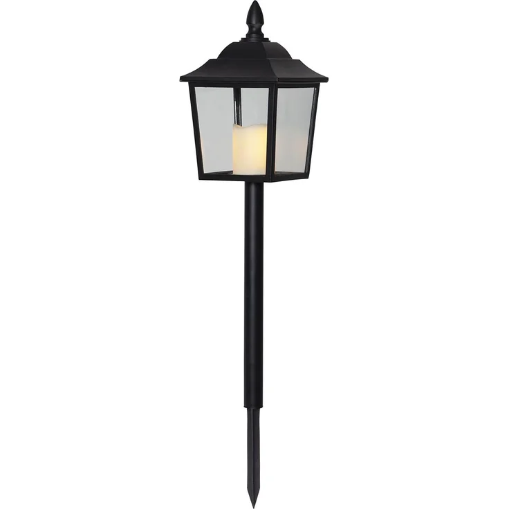 Grablaterne ,Flame Lantern mit LED-Kerze, Batterie und Timer, schwarz, 52cm – Bild 1
