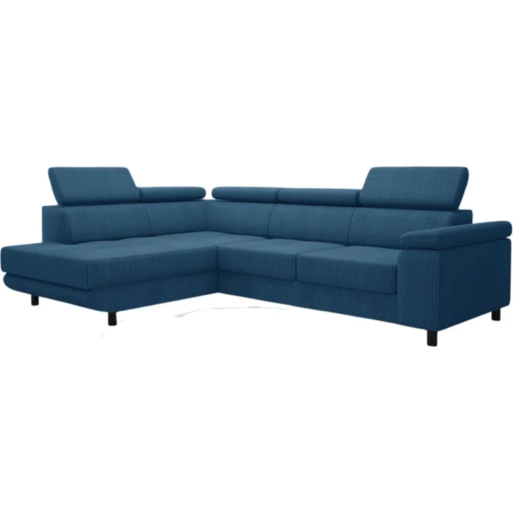 thematys Ecksofa LUNA L 250 x 183 cm, mit Schlaffunktion, mit Bettkasten, mit verstellbaren Kopfstützen, Blau (Poso 05), Ausrichtung Links – Bild 2