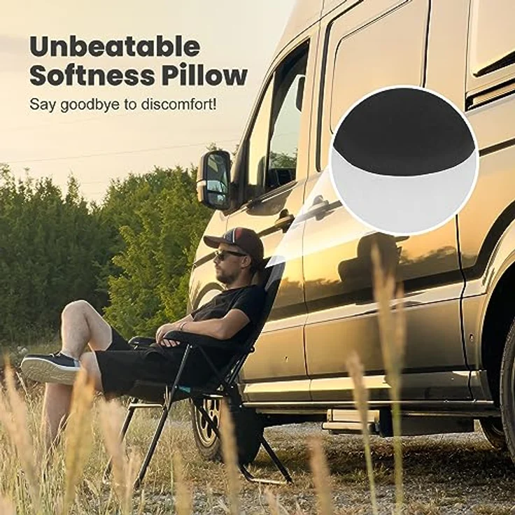HOMECALL Campingstuhl Gartenstuhl Anglerstuhl Faltsessel Klappstuhl für Wohnwagen Outdoors, 5 fach Verstellbarer Rückenlehne, Hochlehner, Gepolsterter, bis 150kg – Bild 7