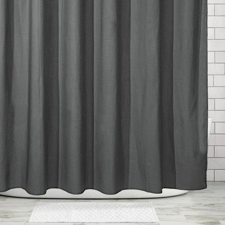 mDesign Luxus Duschvorhang Badewannenvorhang Waffelmuster Polyester Dunkelgrau – Bild 5