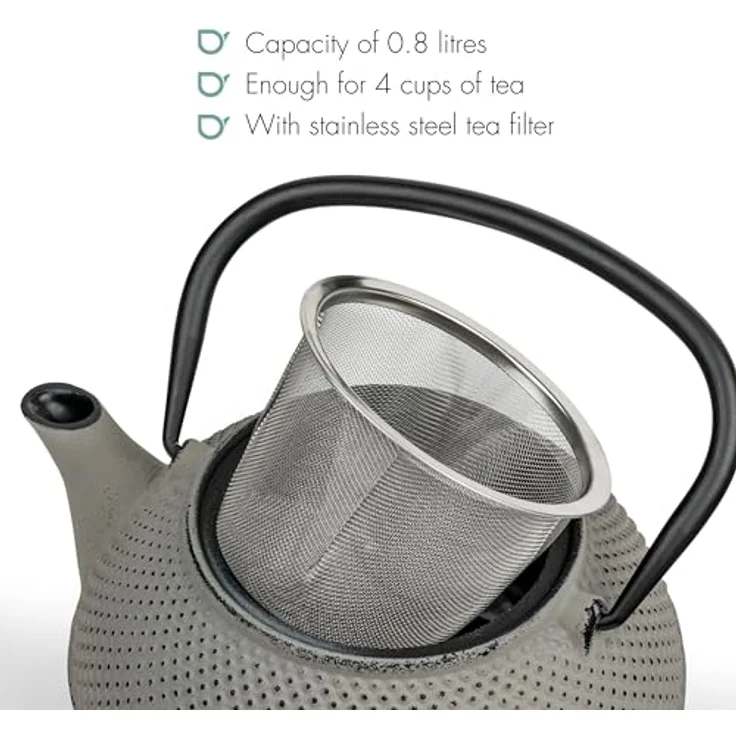 Bredemeijer Teekanne Jang 0,8l Gusseisen grau + Filter 153022 – Bild 6