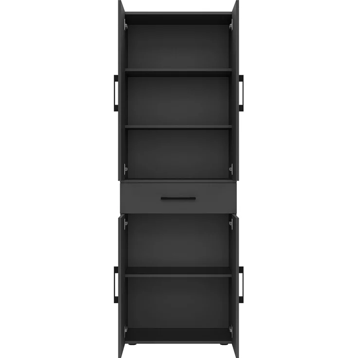 Bellamio 'Apol' Mehrzweckschrank, schwarz, 176x33x60 cm, Aktenschrank mit Schublade und 5 Ablagefächern – Bild 11
