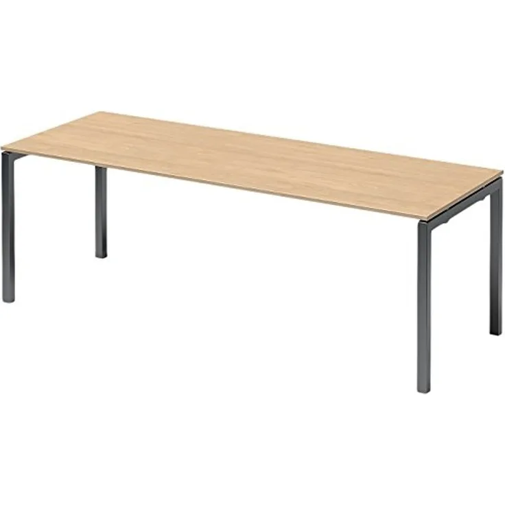 BISLEY Cito Schreibtisch, 740 mm höhenfixes U-Gestell, Metall, Mp334 Dekor Ahorn, Gestell Anthrazitgrau, 80 x 220 x 85 cm