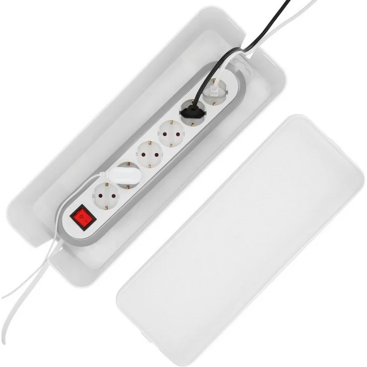 Hama Kabelbox Kabelbox für Standard 6er Steckdosenleisten, Stecker, Kabel, Ladegerät, (1-tlg), Schlichtes Design, Schreibtisch, Tisch, große Aufbewahrungsbox – Bild 2