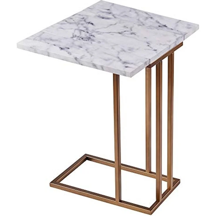 Teamson Home C-förmiger Ausziehtisch mit Platte aus synthetischem Marmor, Messingfinish VNF-00037EX – Bild 6