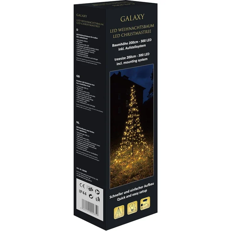 LED Tannenbaum Galaxy 200 cm 300 warmweiße LED, mit Aufstellmast – Bild 3