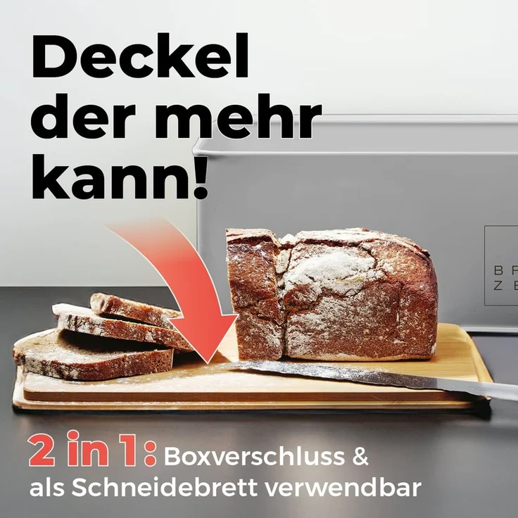 Lumaland Brotkasten Cuisine Brotkasten, Bambus/Holz, Brotdose aus Metall mit Bambus Deckel – Bild 3