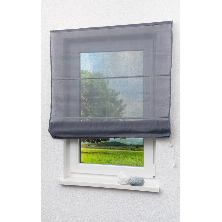 LYSEL® Raffrollo Leinen Blaugrau, HxB 170x60cm – Bild 2