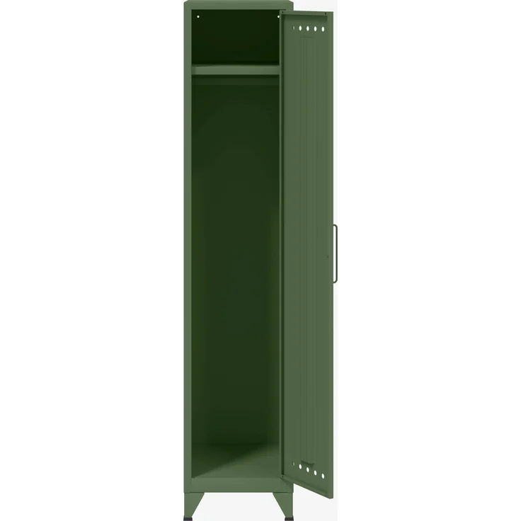 Bisley Fern Locker Garderobenschrank mit Kleiderstange und Hutfachboden, aus hochwertigem, nachhaltigem Stahl hergestellt, 16 mm große Design Lüftungslöcher auf allen Türen, moderner und industrieller Flair, mit integrierten Füßen, H 1800 x B 380 x T 5... – Bild 3