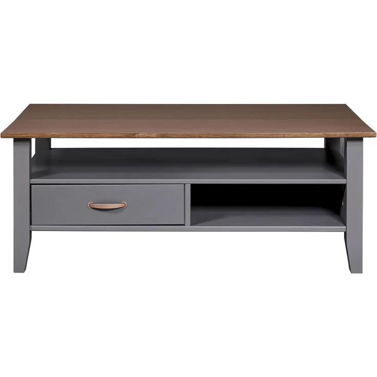 Inter Link - Couchtisch - Massivholztisch - Wohnzimmertisch - Sofatisch - Kiefer Massivholz - Spanplatte beschichtet- Artisan Eiche Optik - Anthrazit - Luzerna – Bild 4