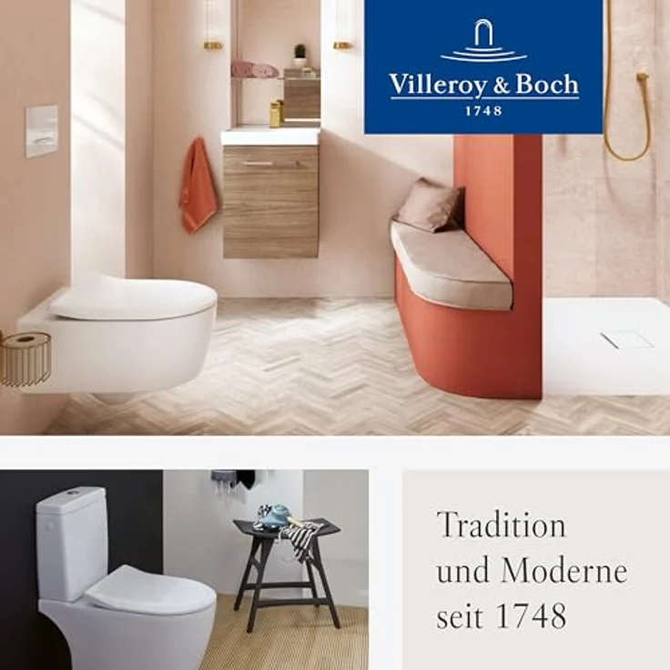 Villeroy & Boch Avento SlimSeat WC-Sitz - Toilettendeckel mit Absenkautomatik - Abnehmbarer, bruchsicherer Toilettensitz aus Duroplast - Ersatzteil - Klodeckel in D-Form - Weiß Alpin, glänzend – Bild 10