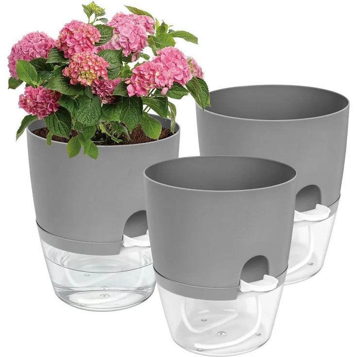 OSTWOLKE Kräutertopf mit Selbstbewässerung Blumentopf Fensterbank Kräutergarten 3er Set, Pflanzentopf Plantpot – Bild 1