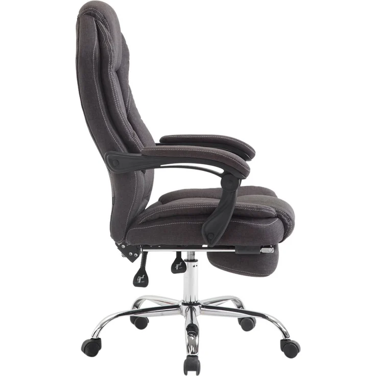 DELUKE® Bürostuhl MEDHA Stoff - 114x67x64, Dunkelgrau Stoff Metall in Chromoptik Gestell ergonomische Bürostühle Homeoffice Stuhl mit Rollen – Bild 4