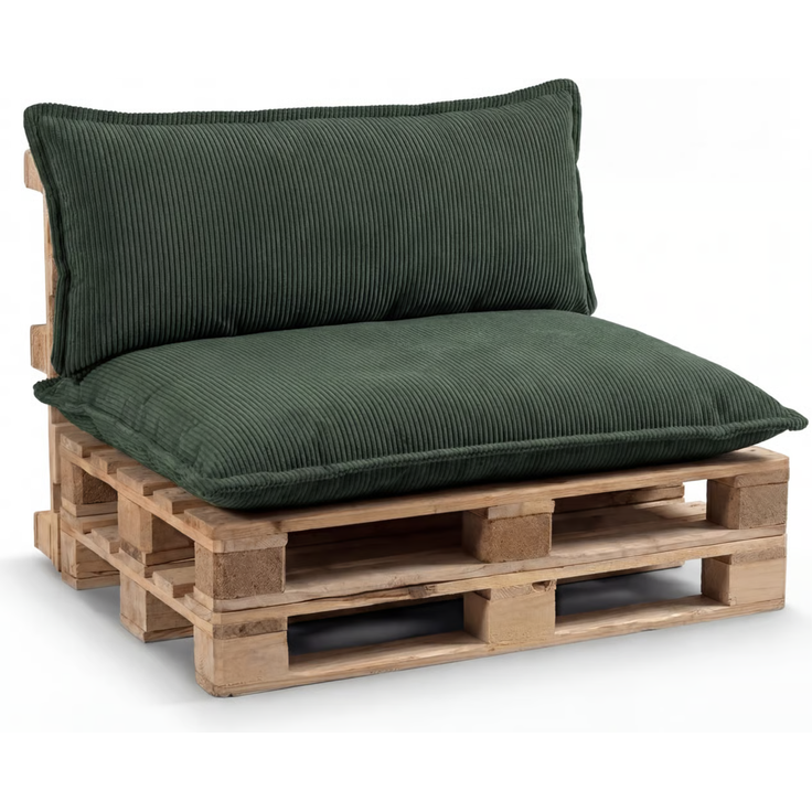 Gutekissen® Palettenkissen Glatte Kissen mit Paspel, Palettenauflagen Sitzkissen Rückenlehne Glatt PLL (Grün, Sitzkissen 120x60)