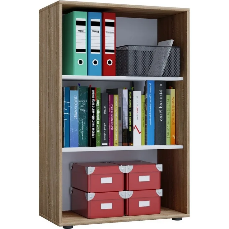 VCM Büroregal & Bücherregal Lona 913919 Sonoma-Eiche (Sägerau) B. 70 x H. 111 x T. 37 cm
