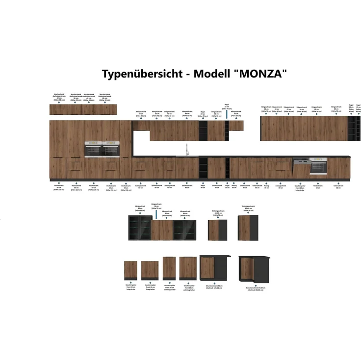 Frontblende für vollintegrierten Geschirrspüler 60 cm Küche MONZA Okapi Nußbaum – Bild 2