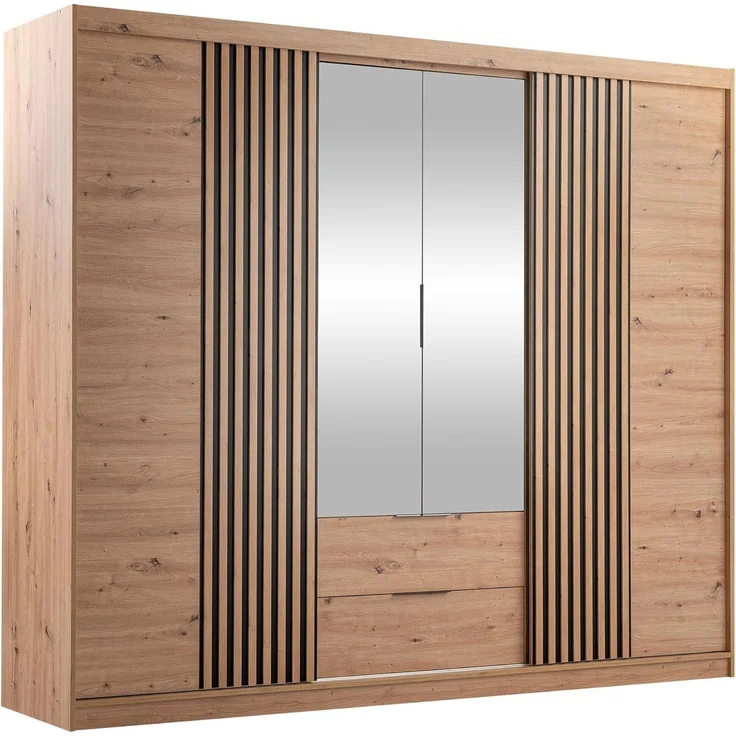 Kleiderschrank Mrynit 250 (Farbe: Artisan Eiche / Artisan Eiche + Schwarz) – Bild 4