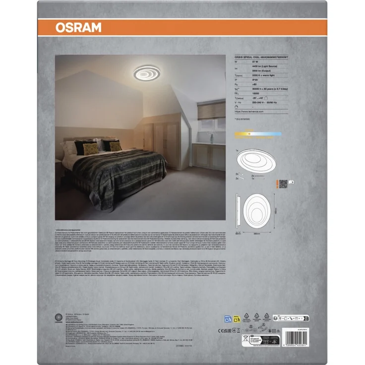 Osram LED Deckenleuchte Orbis Spiral Oval weiß Ø 49 cm 37 W warmweiß – Bild 5