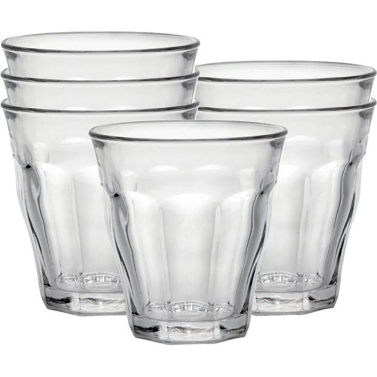 Duralex 511980 Picardie Trinkglas, Wasserglas, Saftglas, 160ml, Glas, transparent, 6 Stück