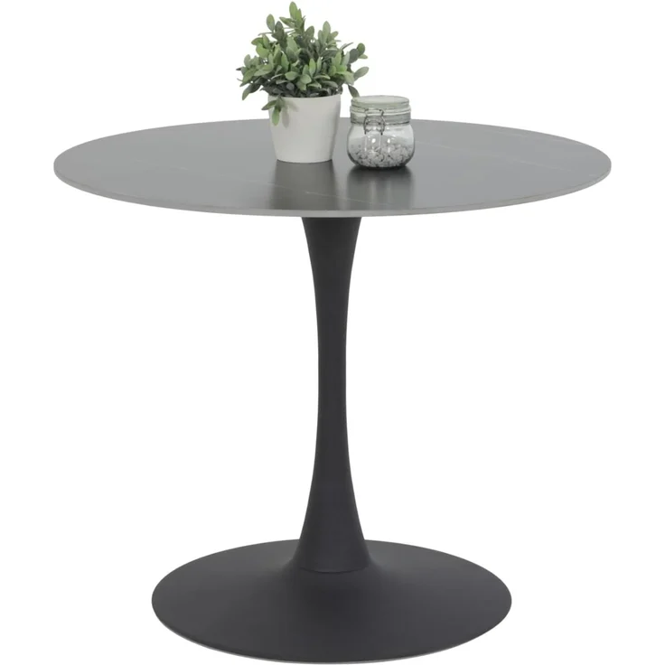 Hela Tische, Esstisch Rund Paola, Dekor Marmoroptik, Steinplatte-Sintered Stone 16mm Matt Schwarz, Maß Ø90x75 cm – Bild 1