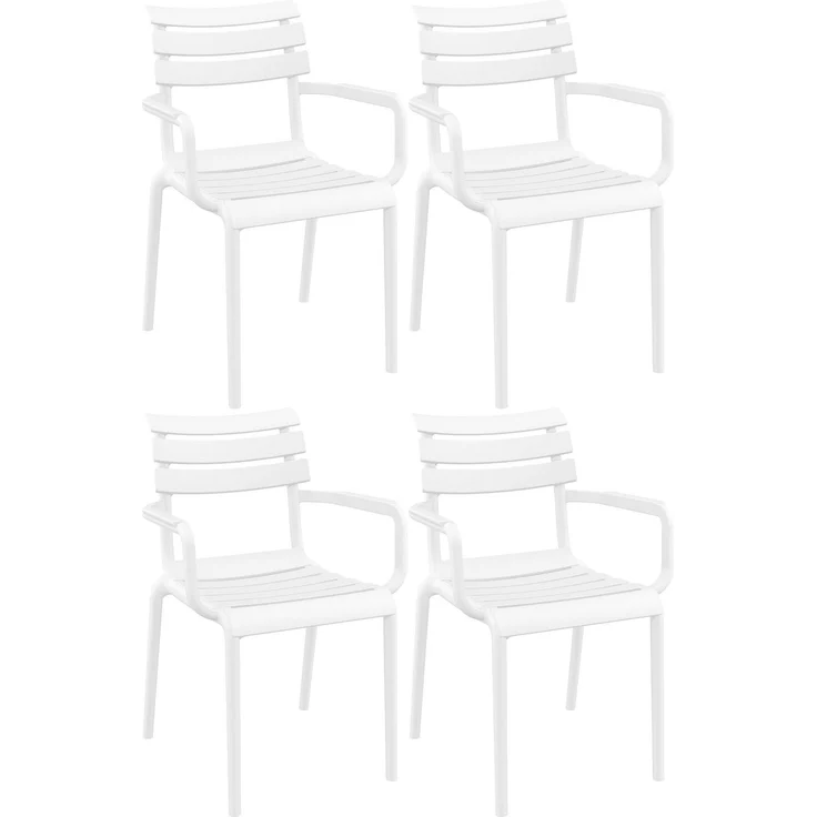 CLP 4er Set Gartenstühle Paris wetterfeste Kunststoffstühle stapelbar bis 160 kg,weiß – Bild 1