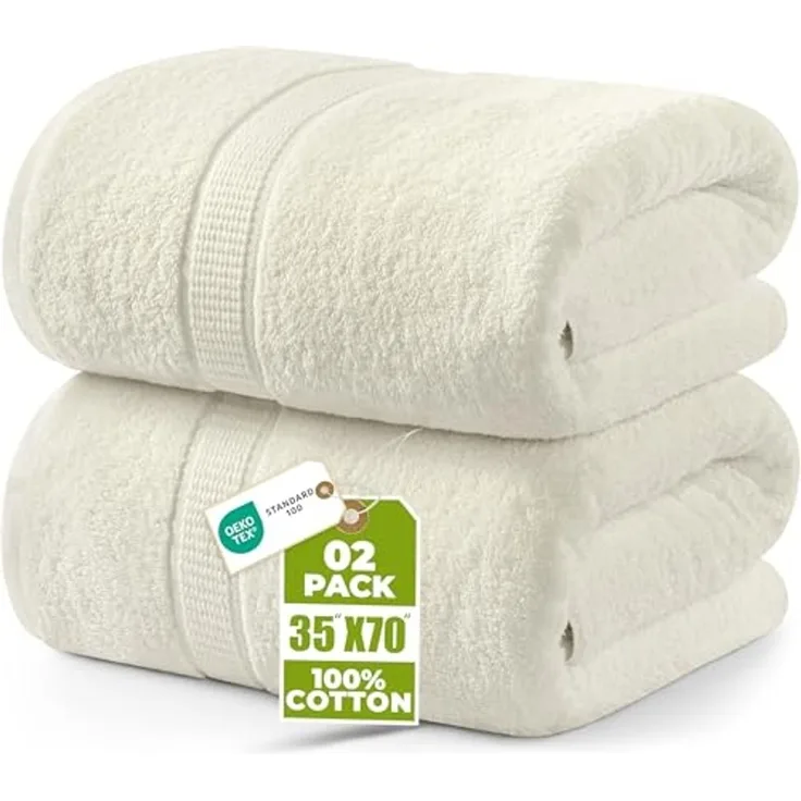 Utopia Towels,Luxuriöses Jumbo-Badetuch,100% ringgesponnene Baumwolle, extra großes Badetuch – superweiches Hotel-Qualitätshandtuch (89x178 cm, 2er-Pack) (Elfenbein)