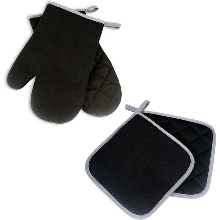 Delindo Lifestyle Topfhandschuhe Ofenhandschuhe, Topflappen, (4er Sparset, 4-tlg, bestehend aus 2x Ofenhandschuh + 2x Topflappen), Hitzebeständig bis 250 °C für maximal 15 Sekunden – Bild 4