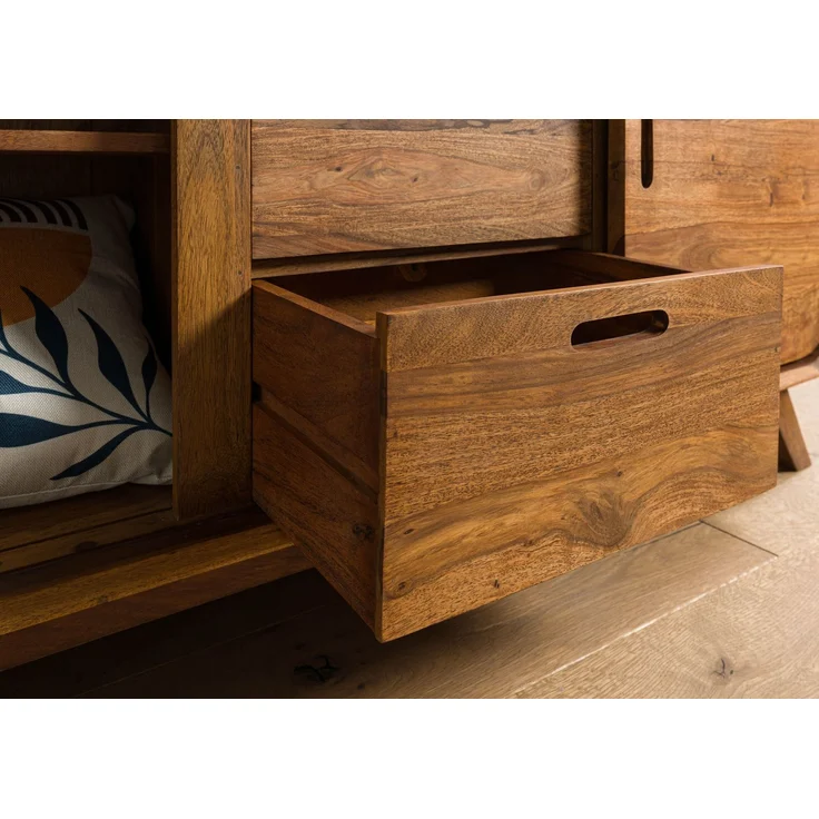 Sideboard Sheesham 173 x 40 x 75 hellbraun lackiert MAILAND #102 – Bild 5
