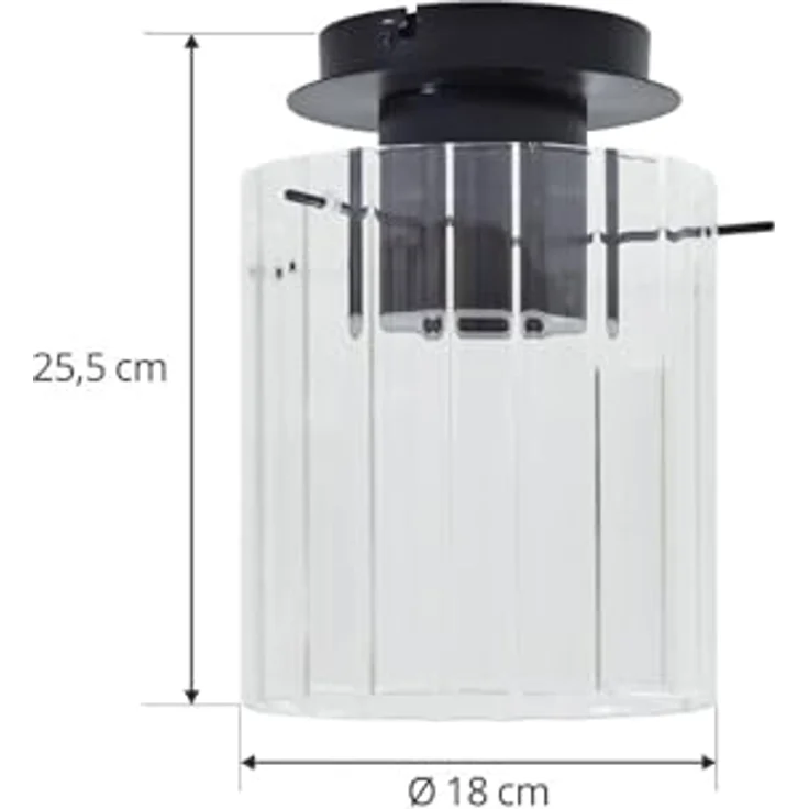 Lucande Eirian, Deckenlampe in Transparent aus Metall, 1-flammig, E27, moderne Wohnzimmerleuchte – Bild 4