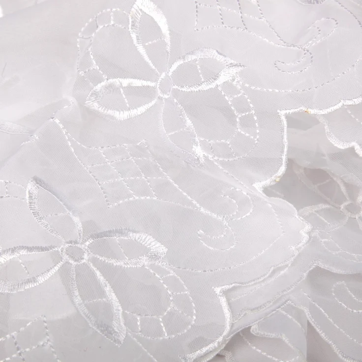 Bistrogardine ( Blumen Ornament ) mit Schlaufenaufhängung ( 45 x 155 cm ), transparente uni Scheibengardine, Vorhang, Kurzgardine, Voile Gardine – Bild 6