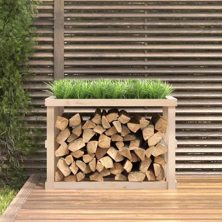 vidaXL Outdoor-Kaminholzregal 108x52x74 cm Massivholz Kiefer 822631 – Bild 3