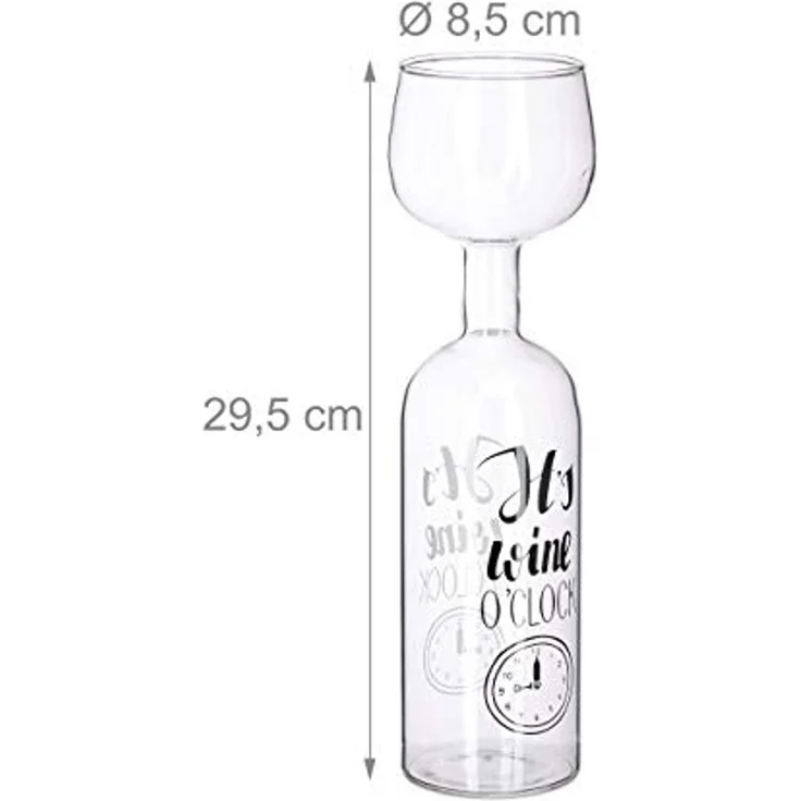 relaxdays Weinglas Weinflasche Glas Aufsatz 750 ml, Glas – Bild 4