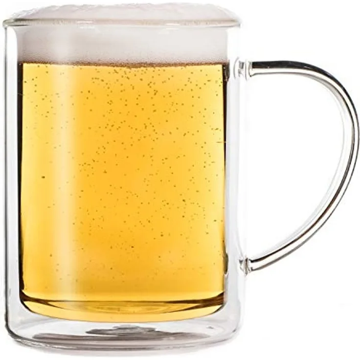 Feelino 600ml doppelwandiger Bierkrug Weizenmaxx, Weizenbier - Humpen