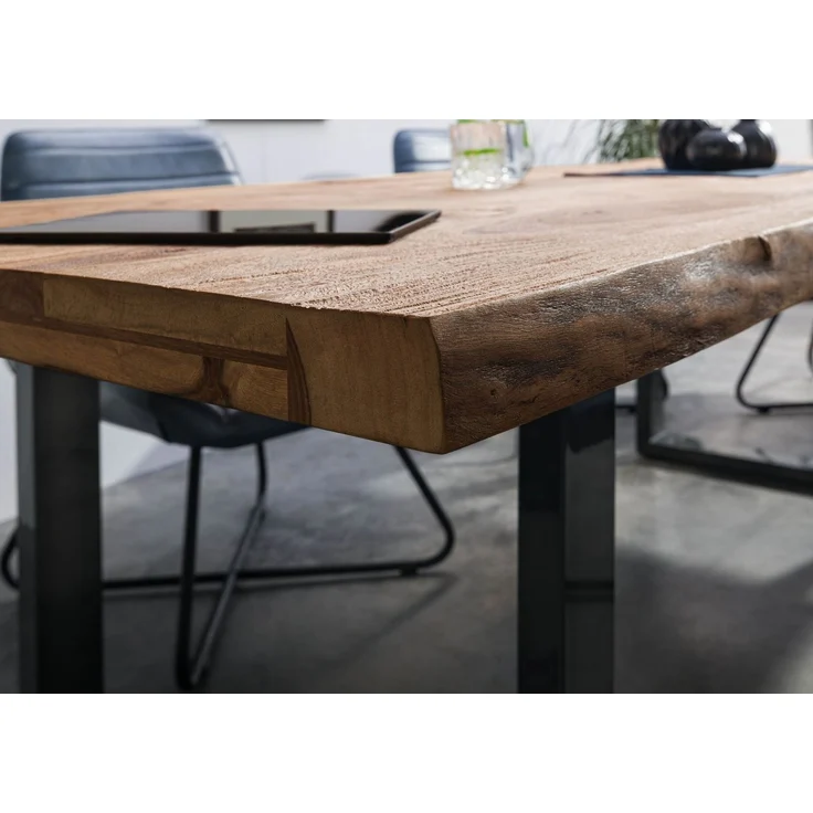 Baumtisch Sheesham 260x100x77 natur sandgestrahlt / U-Beine anthrazit glänzend FREEFORM 5 – Bild 6