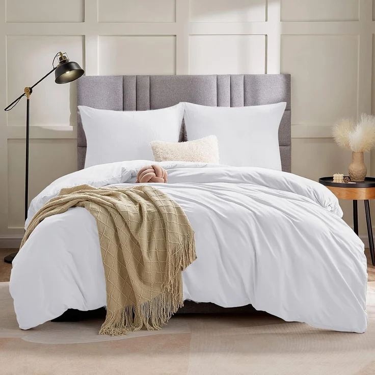 WAVVE Bettwäsche 240x260 3 teilig Weiß - Bettbezug 260x240 Set mit Kissenbezüge 65x65 cm, Bettwäsche-Sets 260x240 aus Mikrofaser mit Reißverschluss Weich und Bügelfrei, Weiss – Bild 5