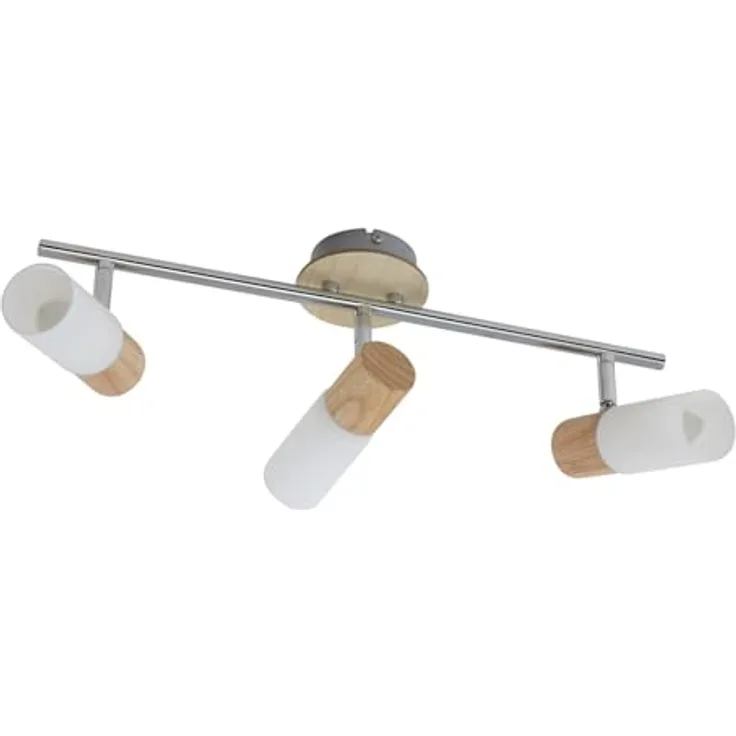 Lindby Deckenlampe Holz & Marmoriertes Glas, Schwenkbar und Drehbar, 3x E14 max. 5W, Deckenstrahler in Silber