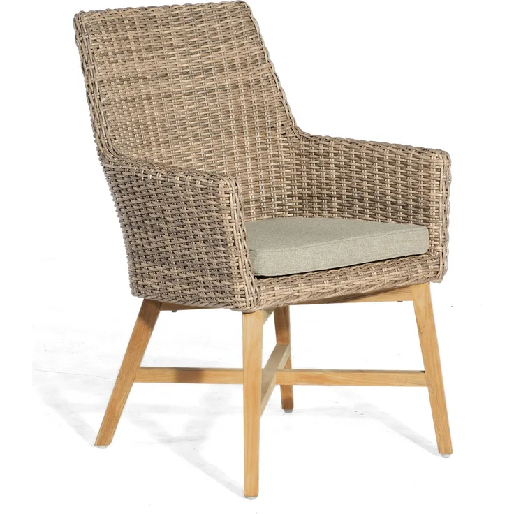 Sonnenpartner Garten-Sessel Helios Aluminium/Teakholz mit Polyrattan rustic-stream Gartenstuhl
